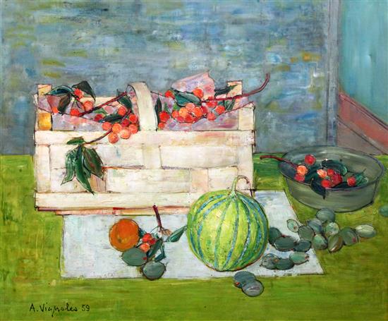 § André Vignoles (French, 1920-) Nature morte, 1959 21 x 25.5in.